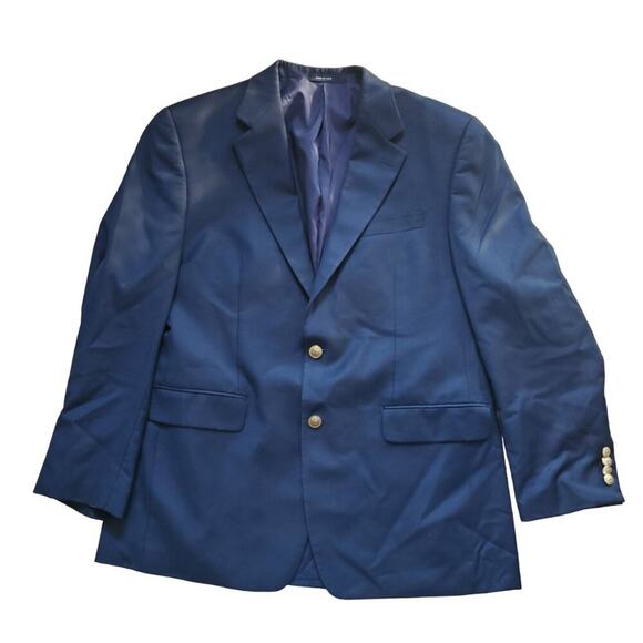 Lauren Ralph Lauren Navy Blue Wool Two Button Blazer Jacket Men's Size 41R - Picture 1 of 9